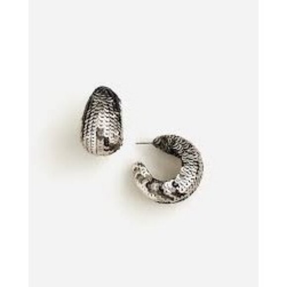 J. Crew Hypoallergenic Sequin Hoop Earrings in Gunmetal Multi New Without Tags! - Picture 1 of 4